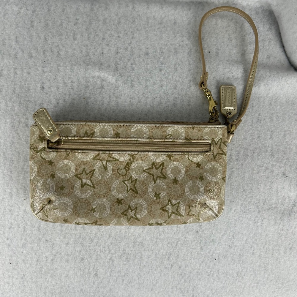 Coach Wristlet Womens OS Gold Star Signature C Print Coated Canvas Zip Bag
